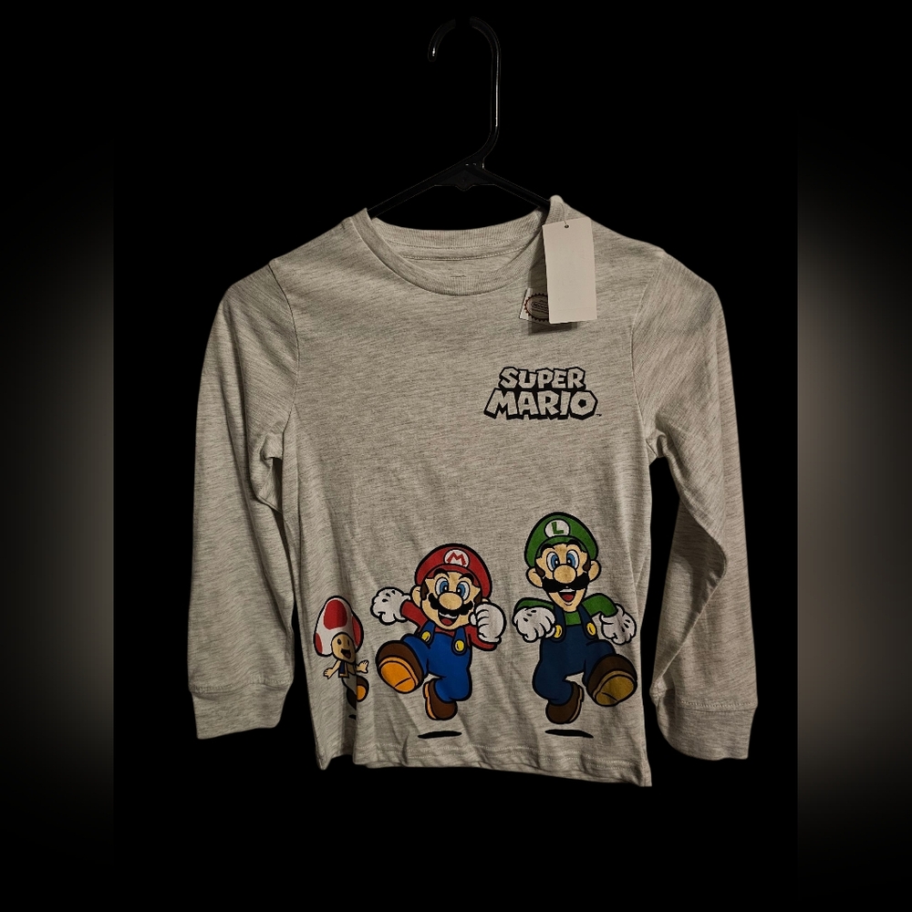 Nintendo Super Mario Kids Long Sleeve Shirt - Gray